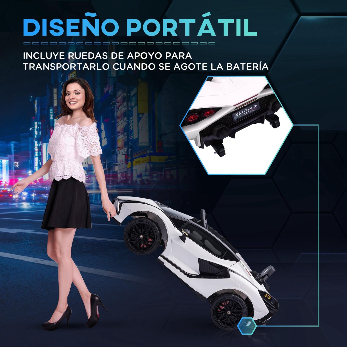 Carro Elétrico Lamborghini SIAN 12V para Crianças +3 Anos, com Controlo Remoto, Música MP3, Portas Abertas e Faróis